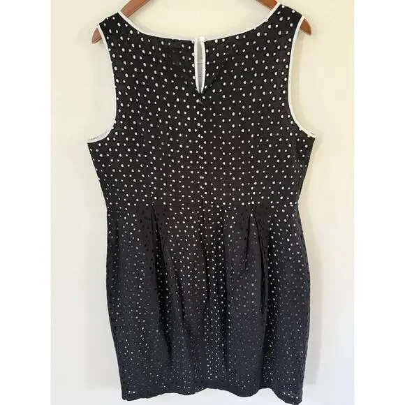 Jax Womens Sleeveless Eyelet Dress Size 16 Ric Rac Lines Black White Cocktail - Picture 3 of 10